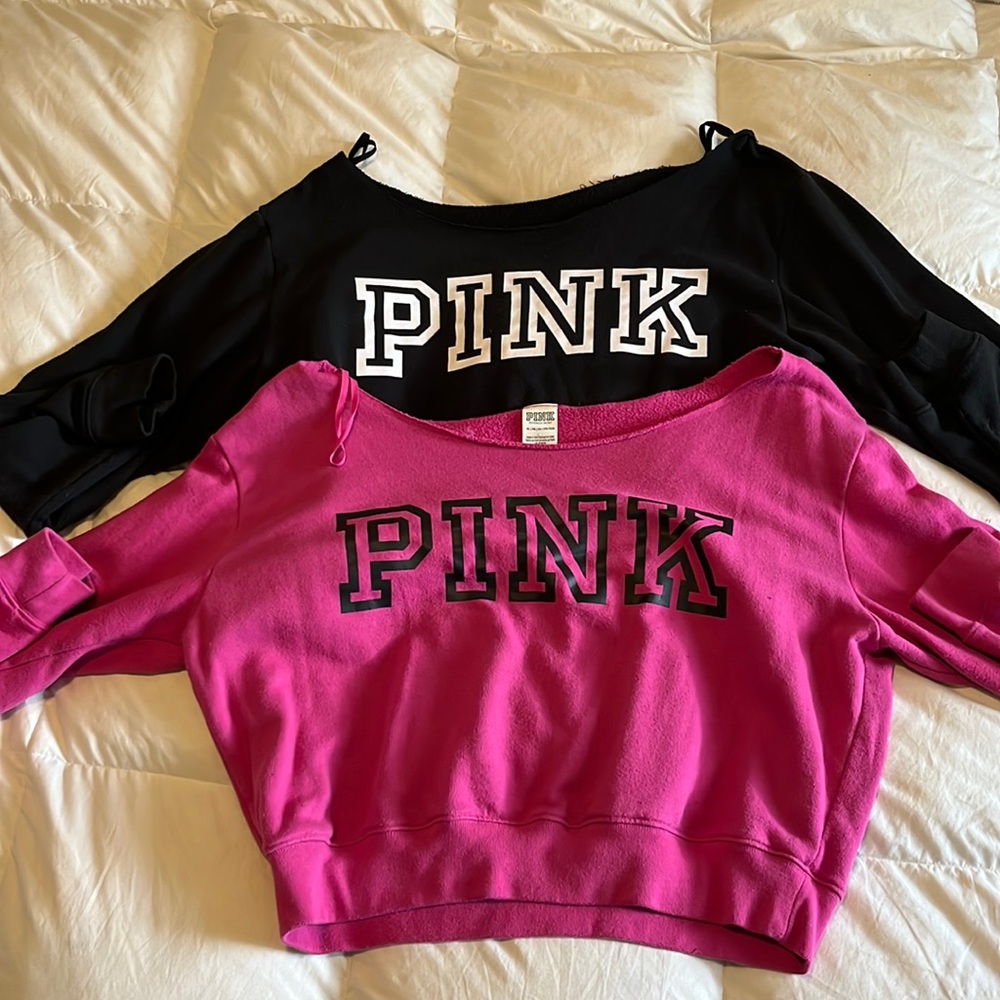 Set of 2 Victorias Secret PINK Off the Shoulder Sweaters